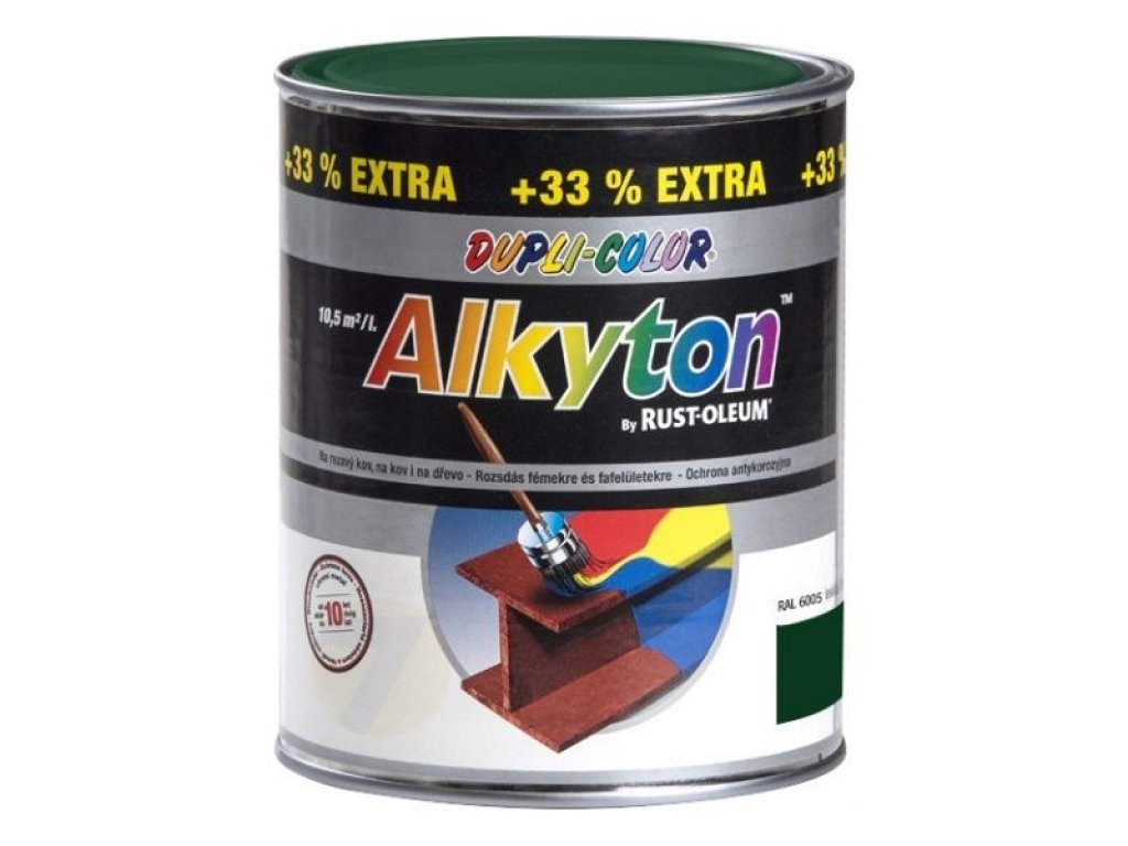 Peinture anticorrosion semi-mate Alkyton RAL 6005 vert mousse 0,25L