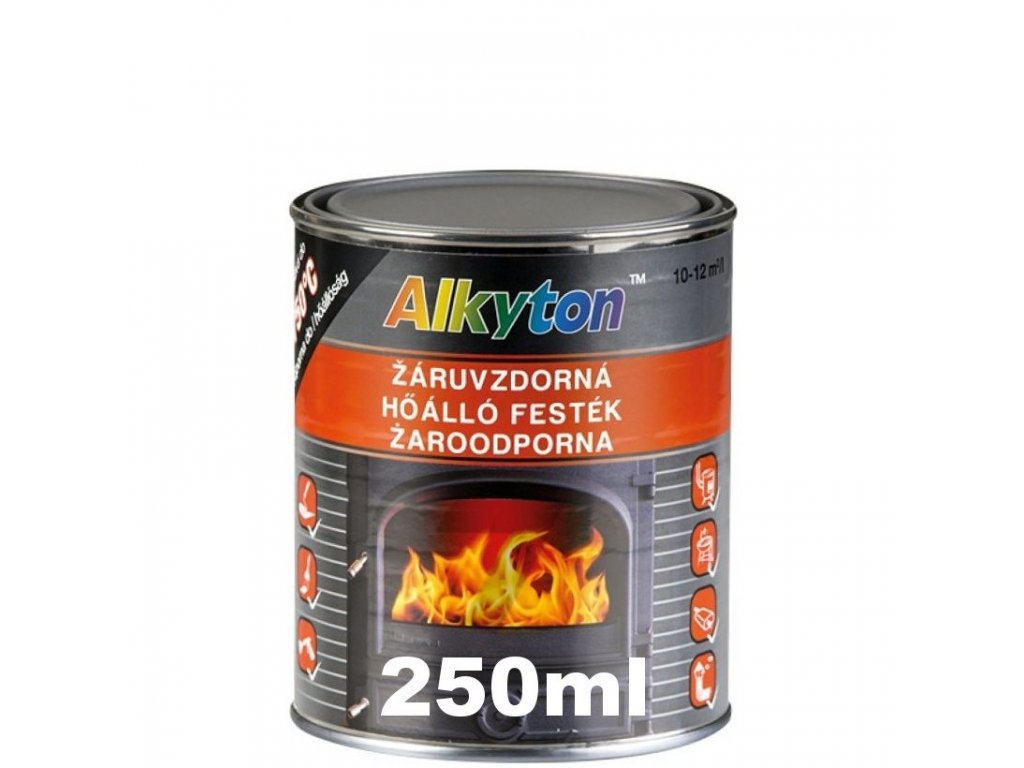 Alkyton Pintura resistente al calor negra 250 ml