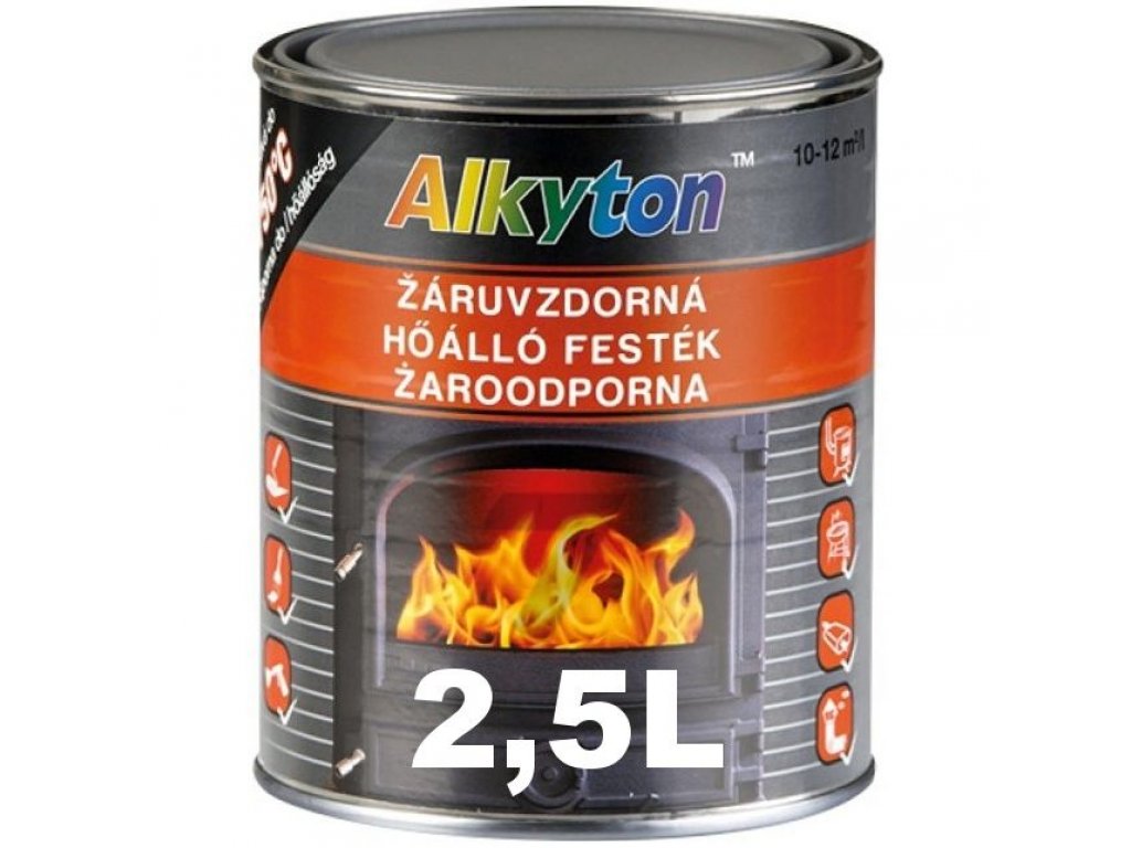 Alkyton Pintura resistente al calor negra 2500 ml