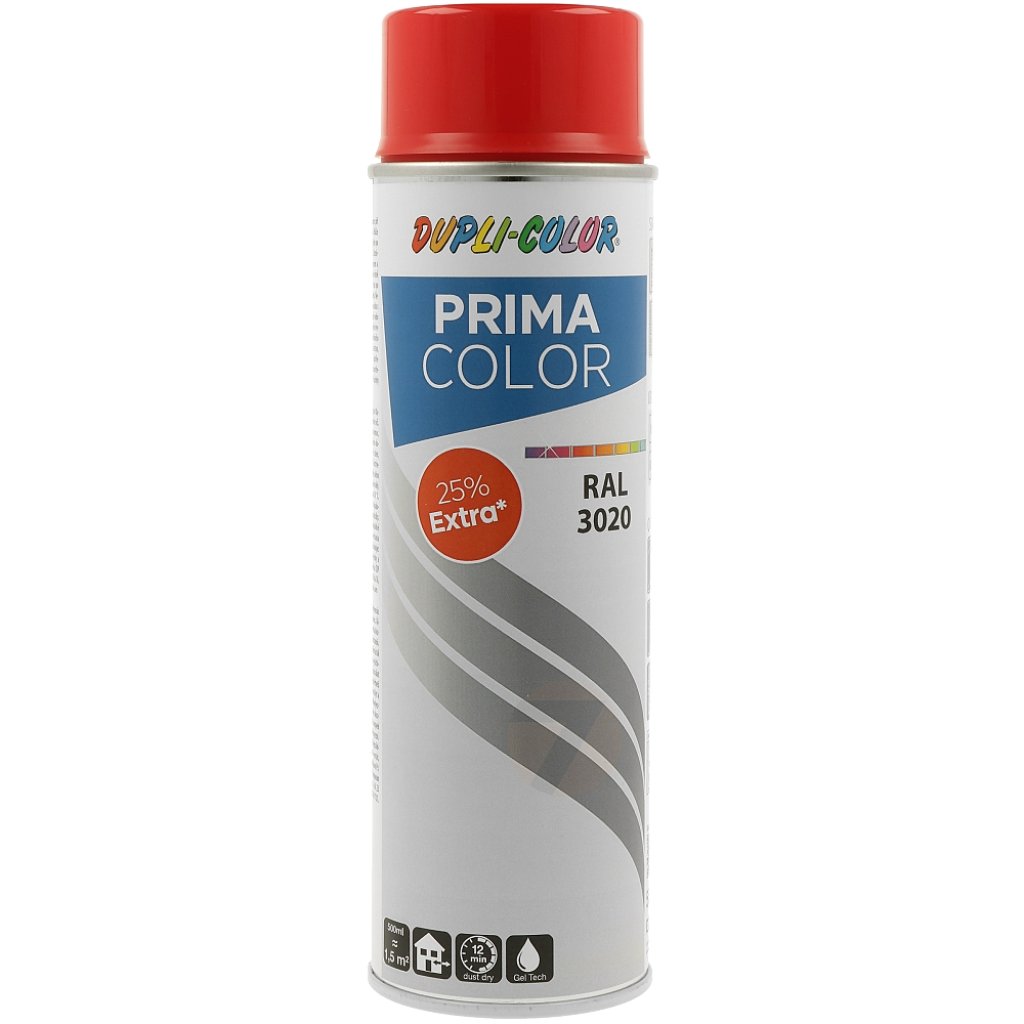 Dupli-Color Prima RAL 3020 Lesklá Dopravní Červená Barva ve Spreji 500ml