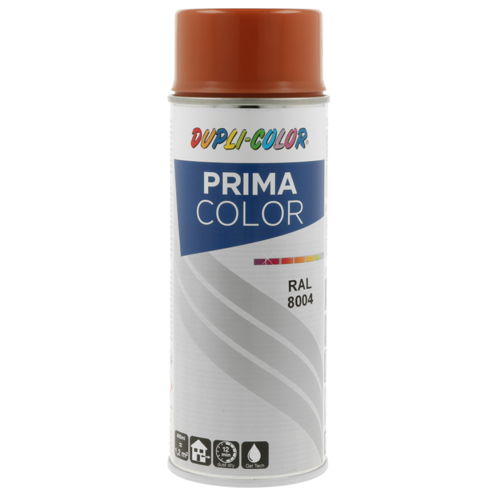Dupli-Color Prima RAL 8004 miedzianobrązowa błyszcząca farba w sprayu 400 ml