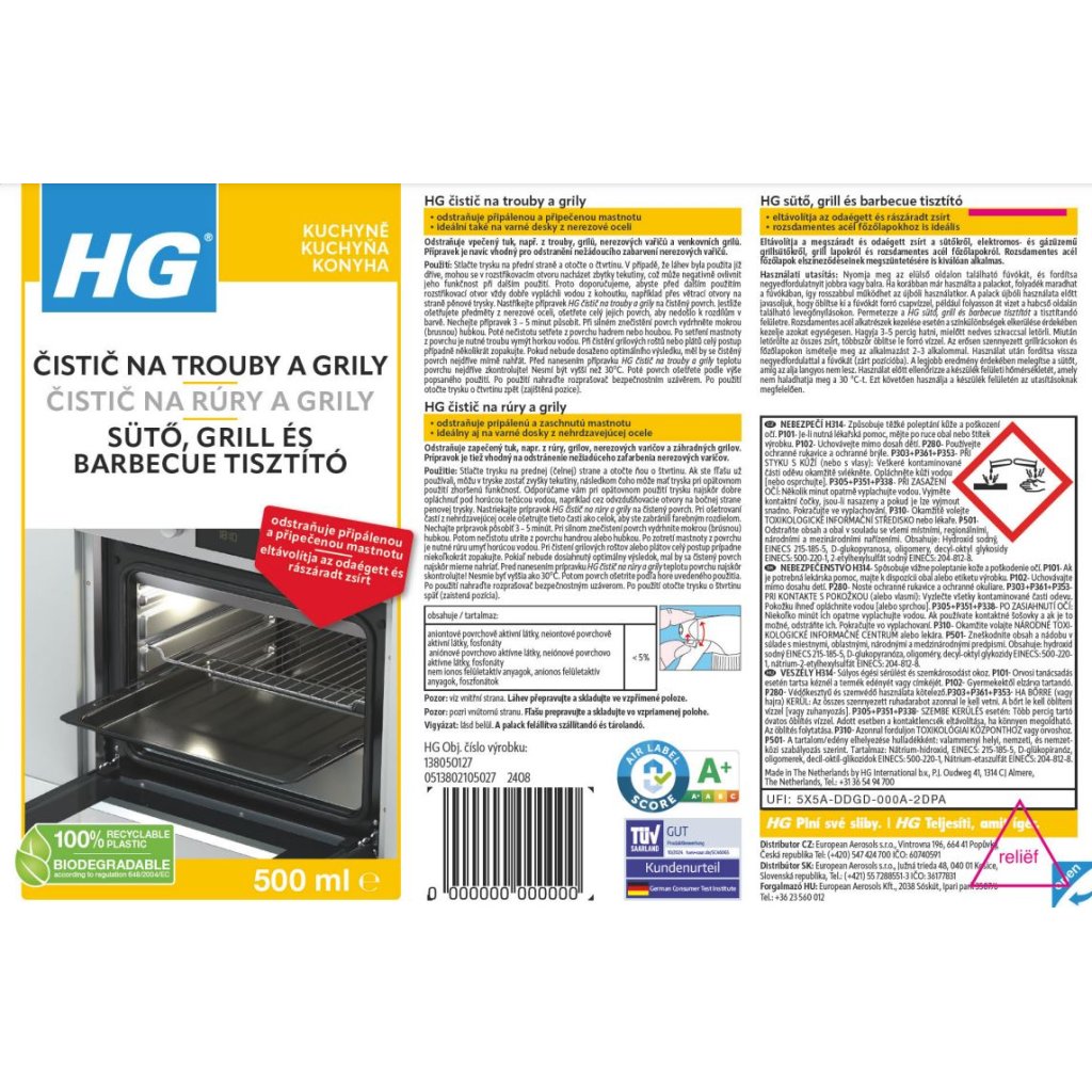 HG Oven and grill cleaner 500ml and HG glass and mirror cleaner 500ml