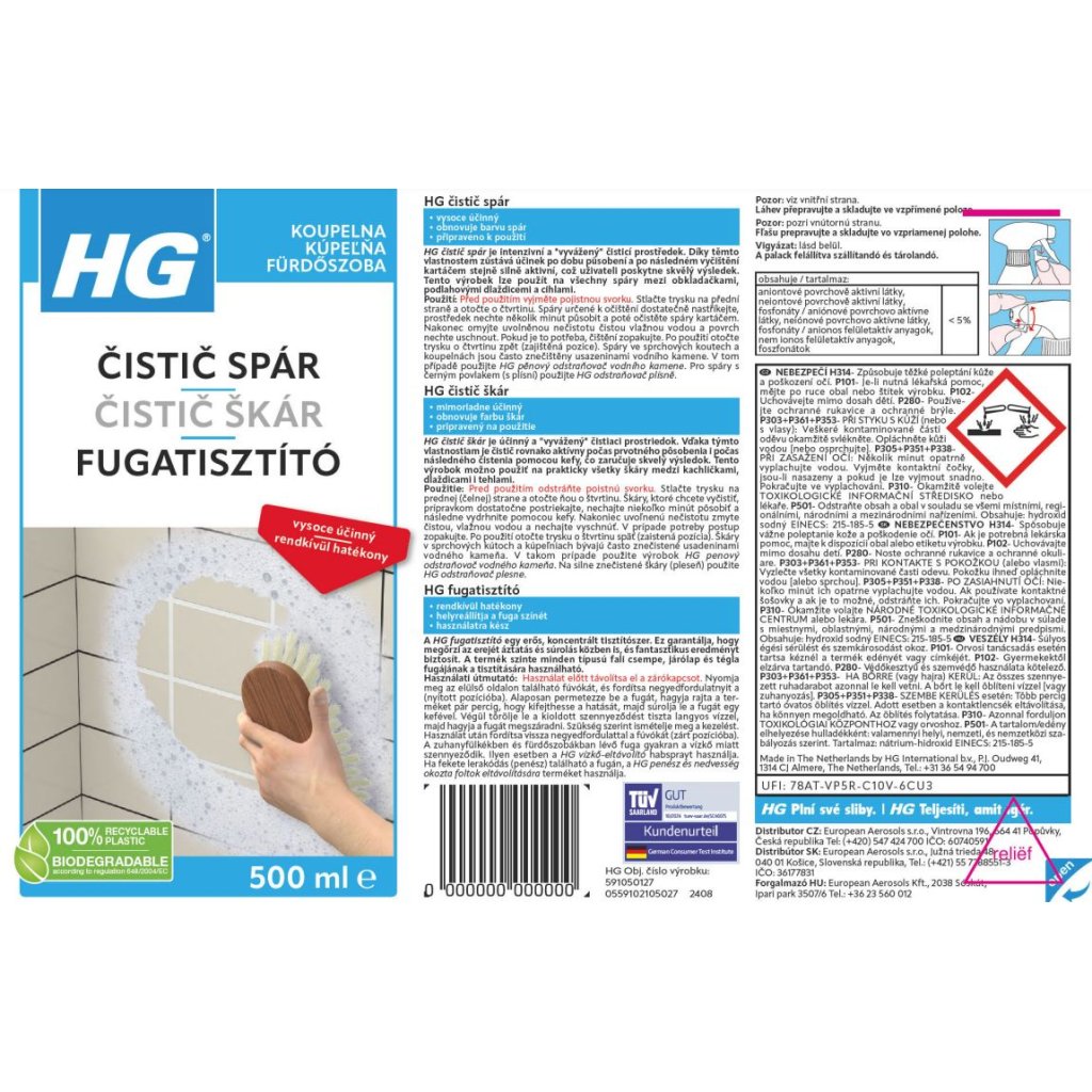 HG Detergente per Fughe 500ml