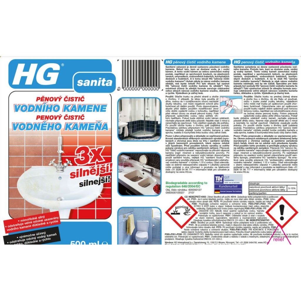 HG Extra potente detergente anticalcare in schiuma 650 ml