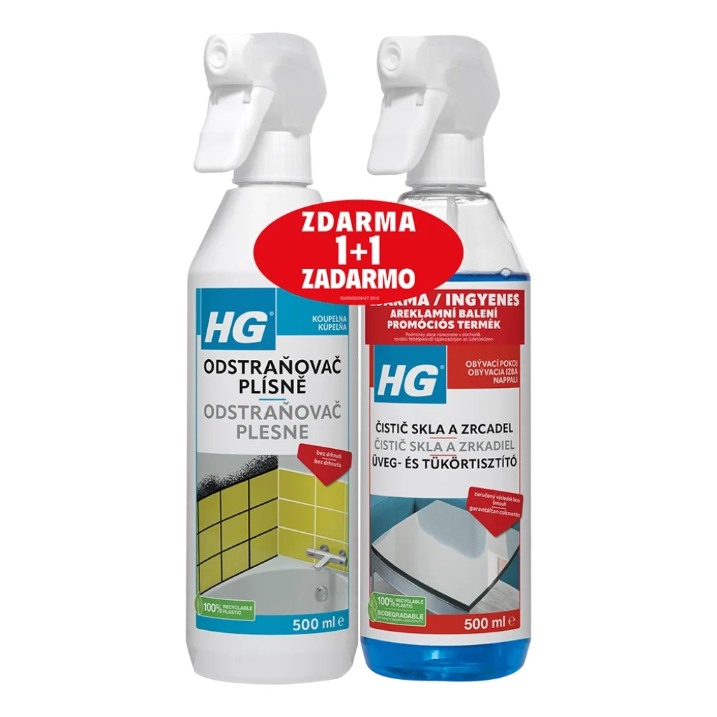 HG Schimmelentferner 500 ml und HG Glas- und Spiegelreiniger 500 ml