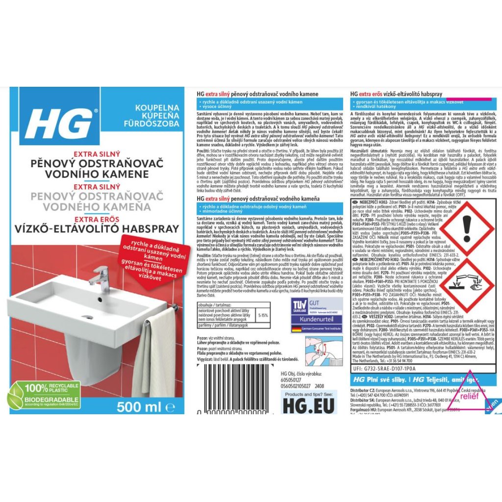 HG Schaumkalkentferner 500 ml und HG Hygienegel-Toilettenreiniger 500 ml