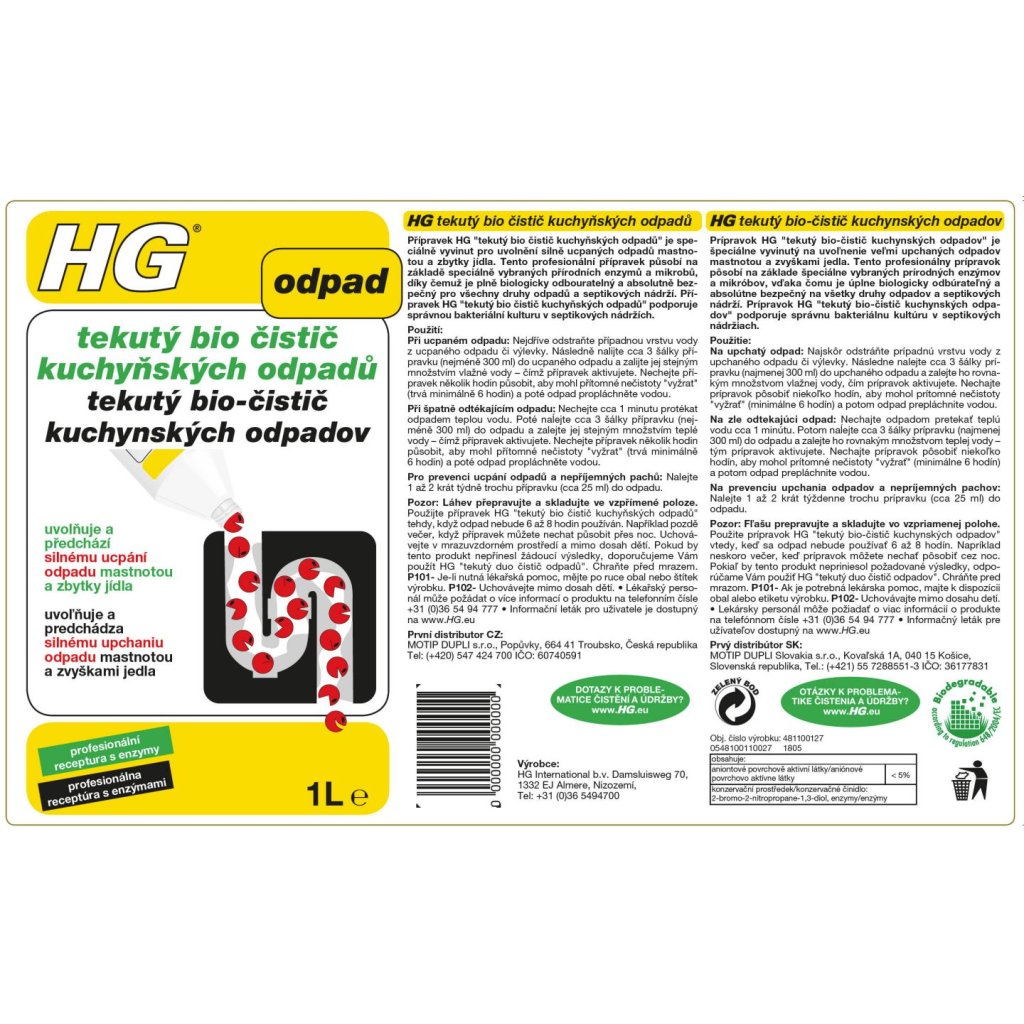 HG Liquid Kitchen Drain Cleaner 1L