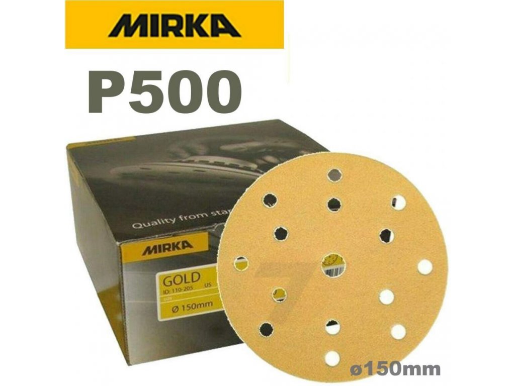 Papel de lija Mirka Gold Ø150mm 15 agujeros velcro P500