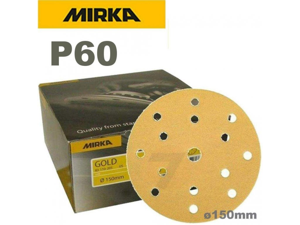 Mirka Gold Schleifpapier Ø150mm 15 Löcher Klettverschluss P60