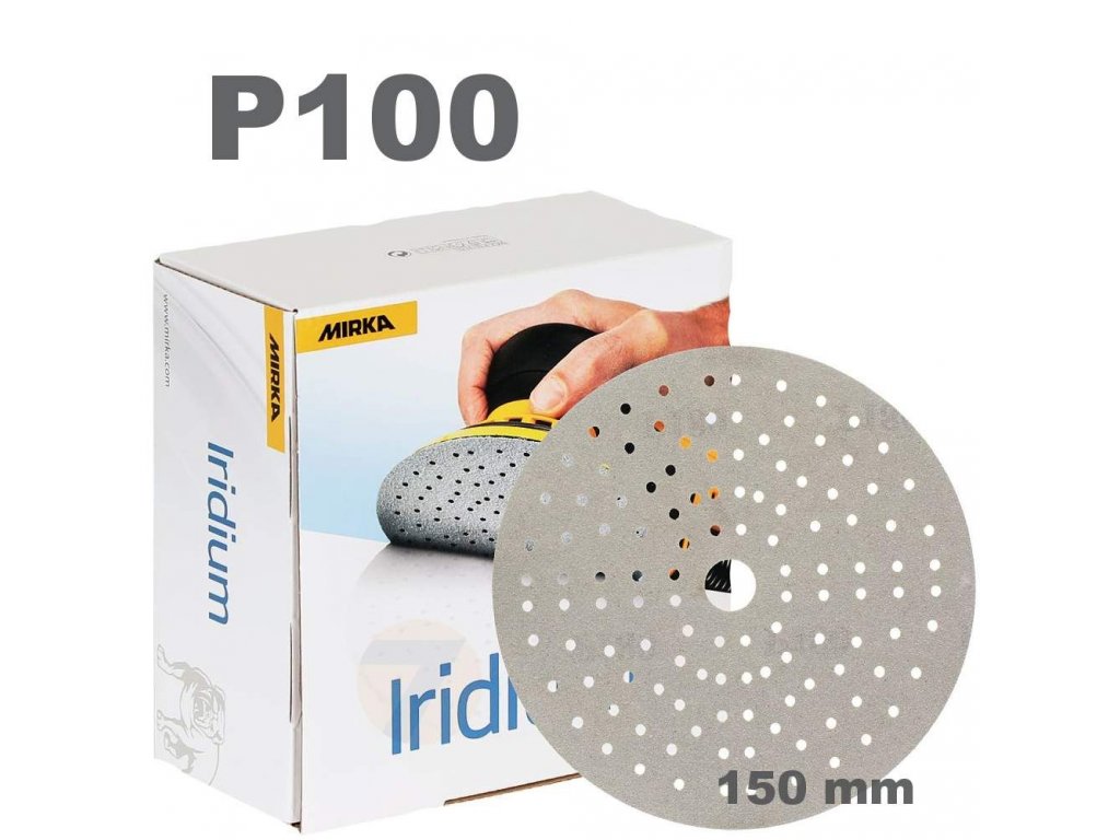 Mirka Iridium brúsny papier Ø150mm 121 dier suchý zips P100