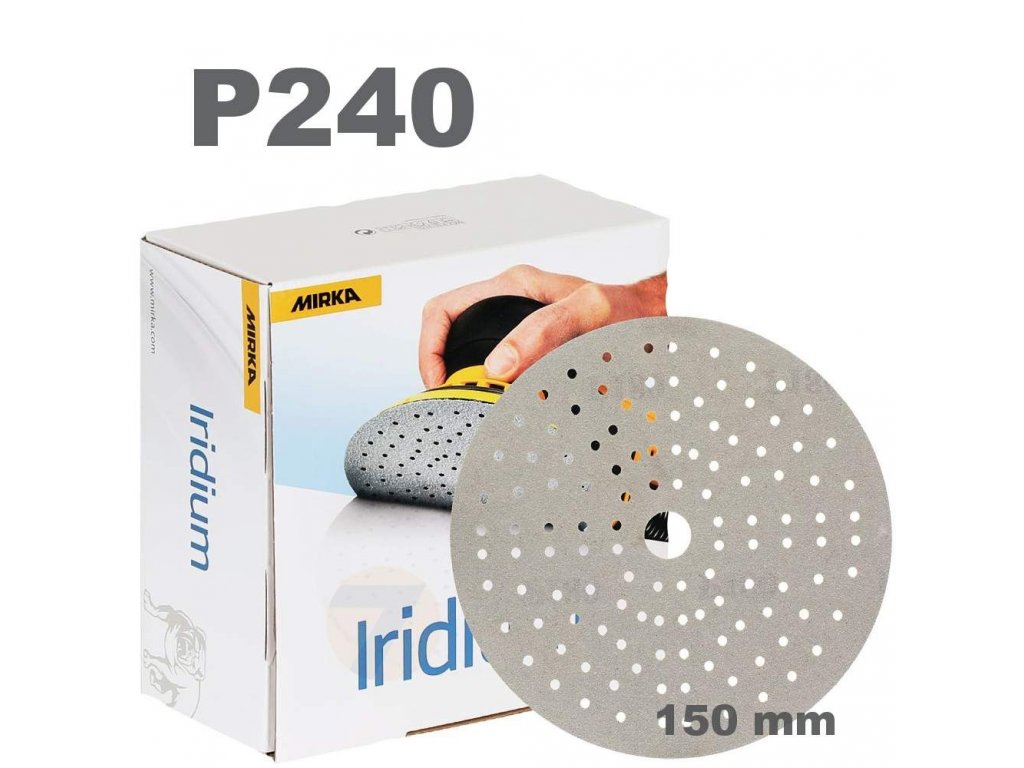 Mirka Iridium brúsny papier Ø150mm 121 dier suchý zips P240