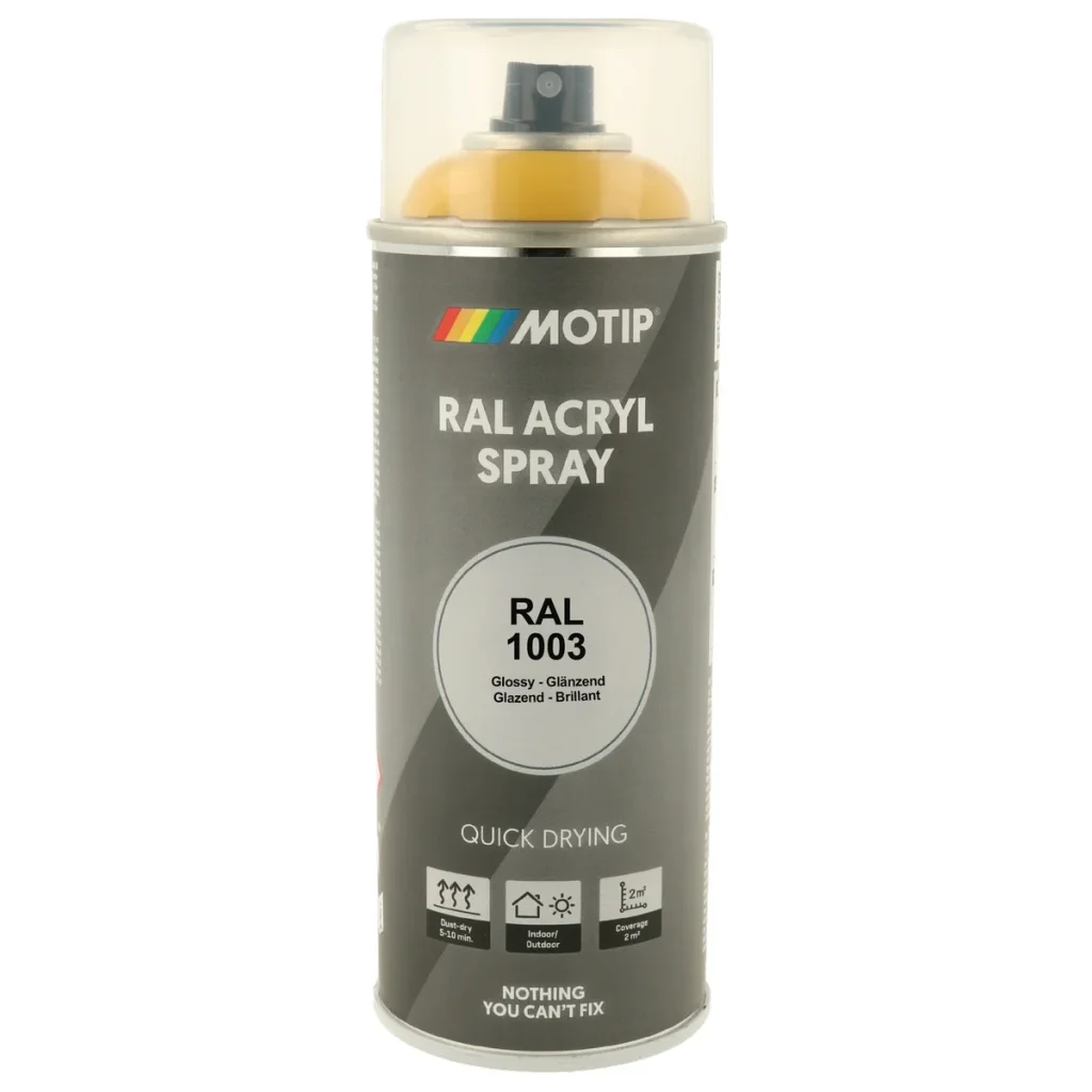 Motip akrylová rychleschnoucí barva RAL 1003 žlutá lesklá ve spreji 400 ml