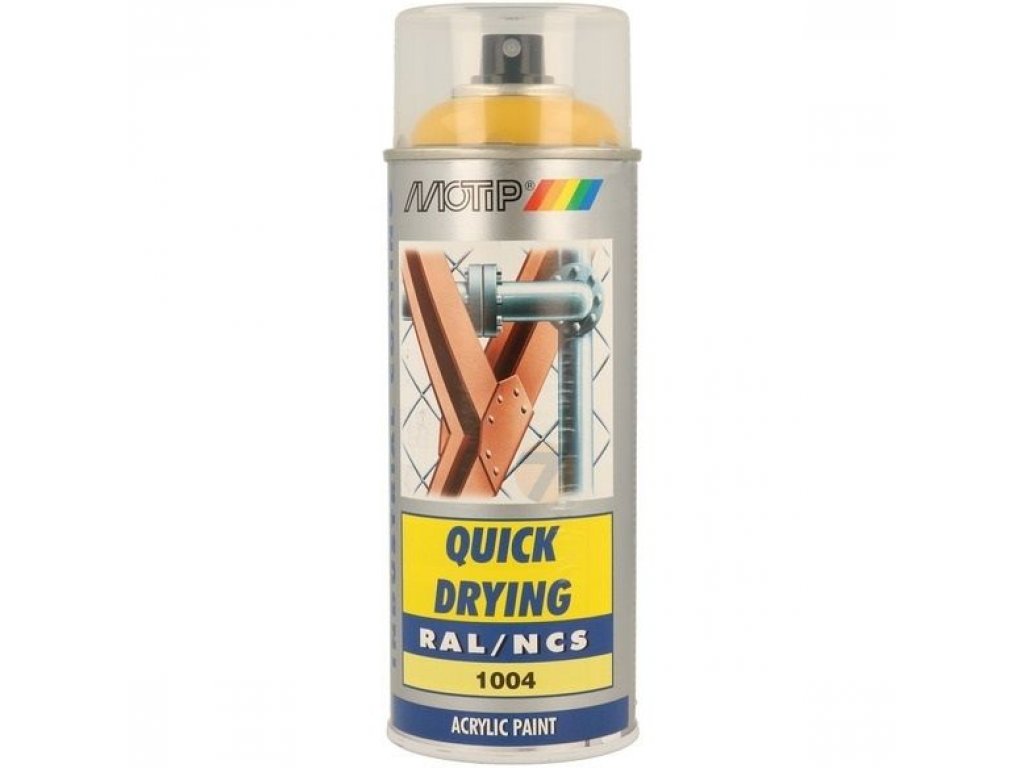 Motip Acrylic quick-drying Paint RAL 1004 Golden yellow glossy spray 400ml