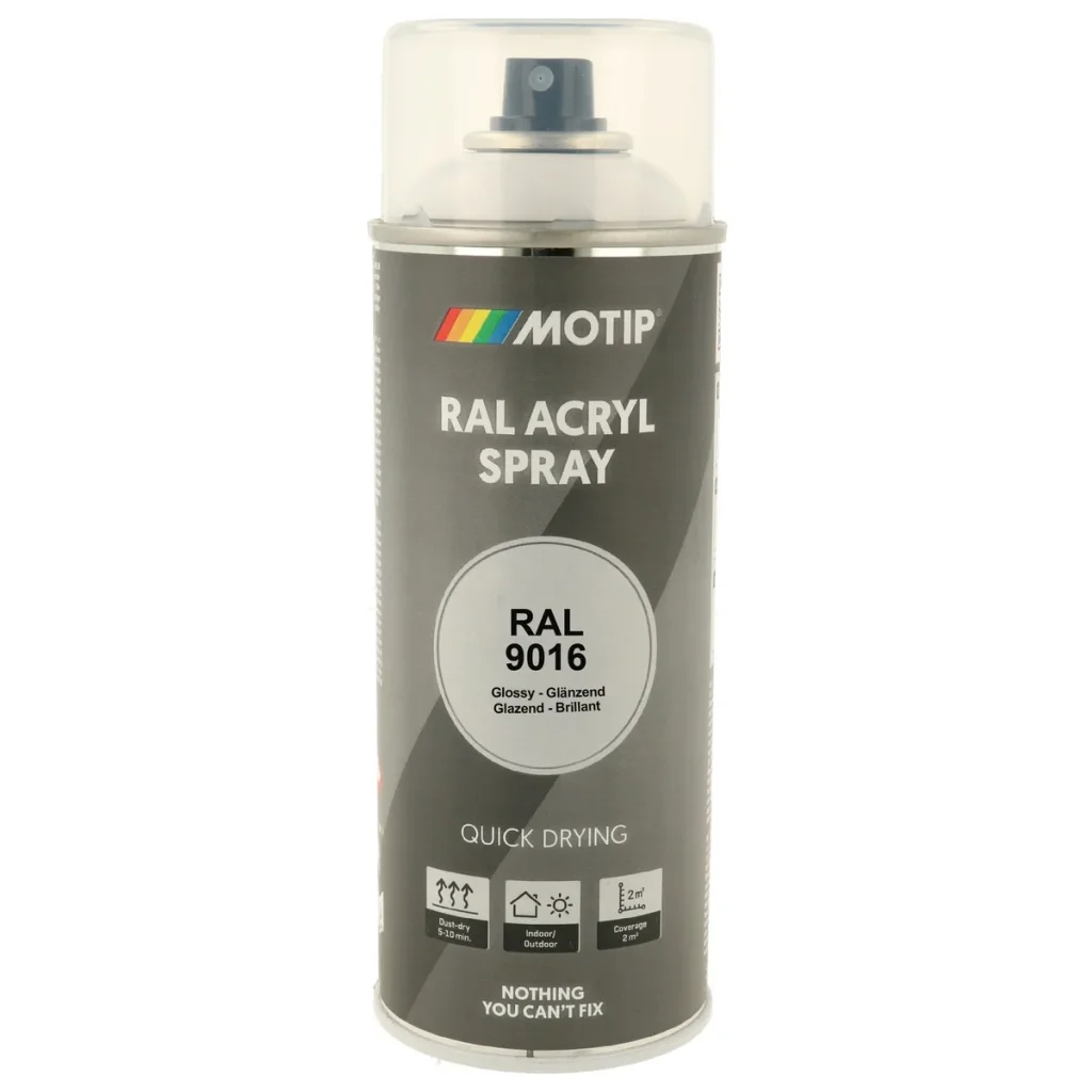 Motip akrylová rychleschnoucí barva RAL 9006 stříbrná  lesklá ve spreji 400 ml