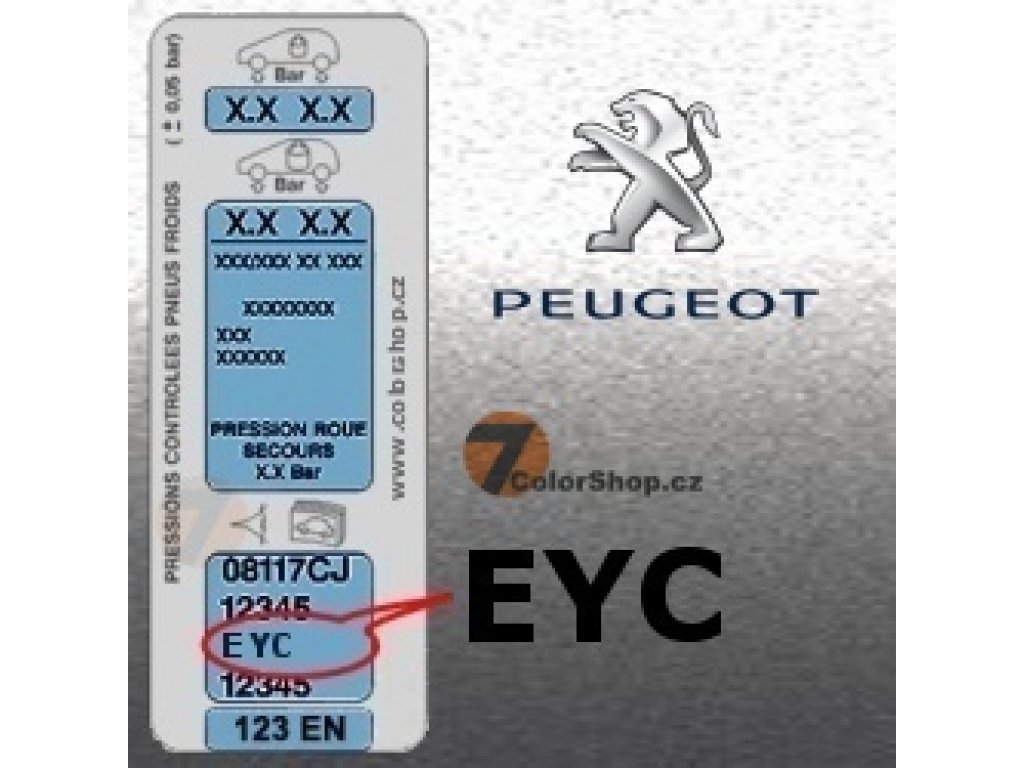 Colour Code Eyc PEUGEOT EYC GRIS QUARTZ metalická barva tužka 20ml - ColorShop.cz