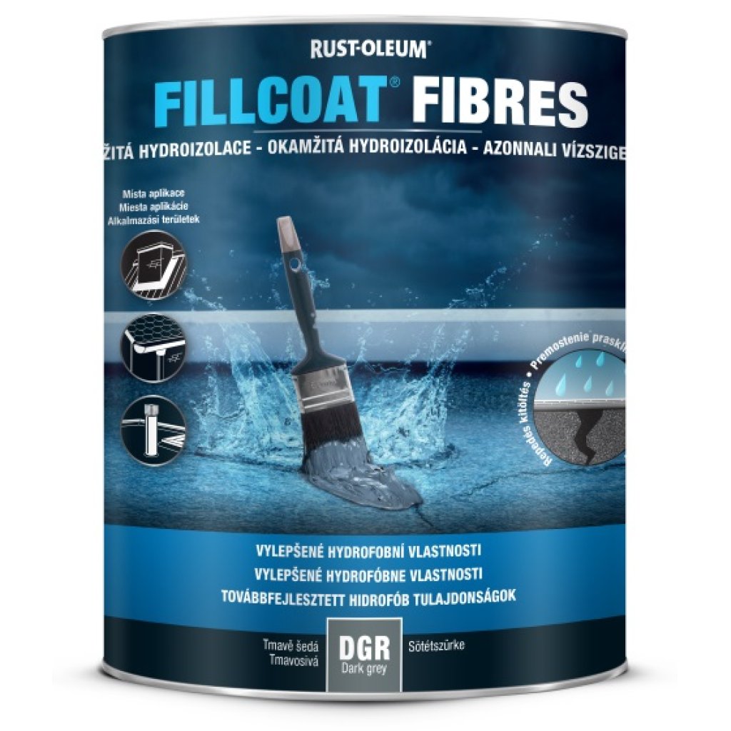 Rust-Oleum Fillcoat Fibres tmavě šedá – hydroizolační nátěr se skelným vláknem 1 l