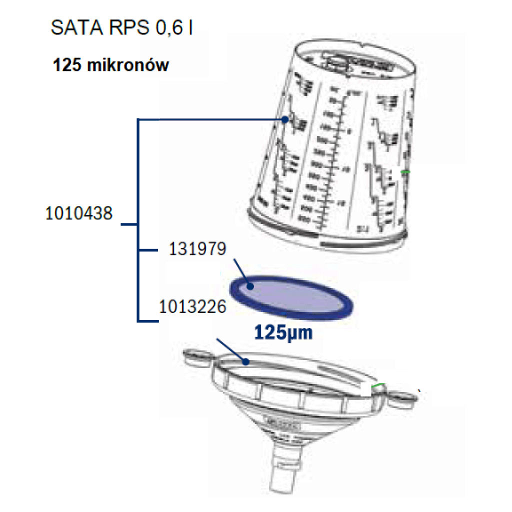 SATA RPS 0,6 l – originalni lonček s 125 µm ploščatim sitom