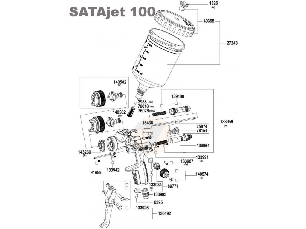SATAjet 100 B F RP 1.4 ze zbiornikiem grawitacyjnym QCC 0,6 l