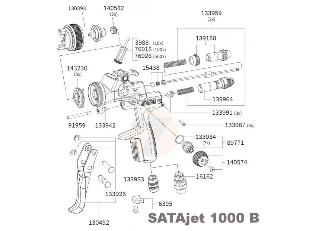Satajet 1000 B RP nozzle 1.3 Spray Gun, QCC reusable plastic Cup 0.6 L ...