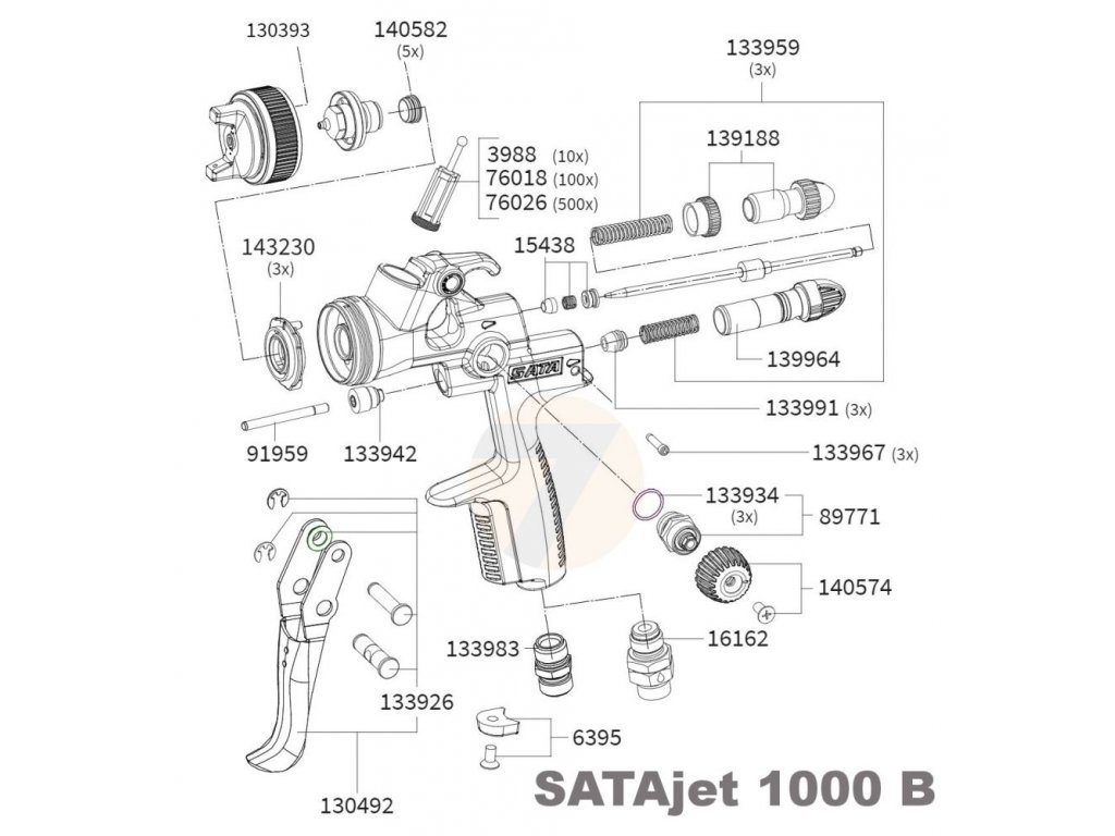 Satajet 1000 B RP ugello 1.8, pistola a spruzzo, contenitore QCC 0.6 L