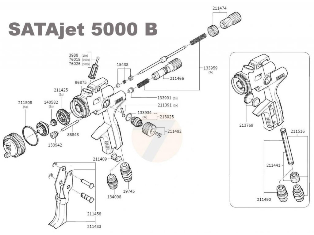 Pistolet de pulvérisation Satajet 5000 B RP 1.8, tasse QCC 0.6ltr, joint pivotant