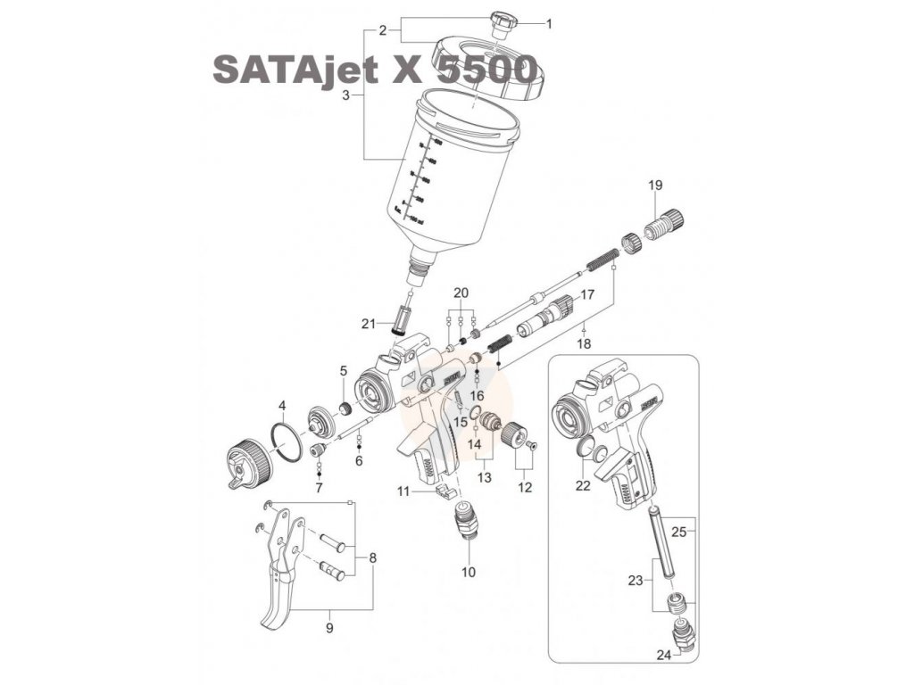 SATAjet X 5500 RP 1.3 I Street Art Spray Gun, Cup RPS 0.6/09 l, swivel joint