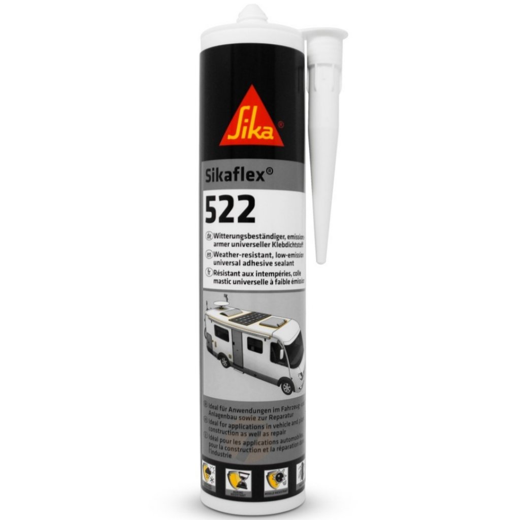 SikaFlex 522 univerzálny lepiaci tmel odolný voči poveternostným vplyvom biely 300 ml