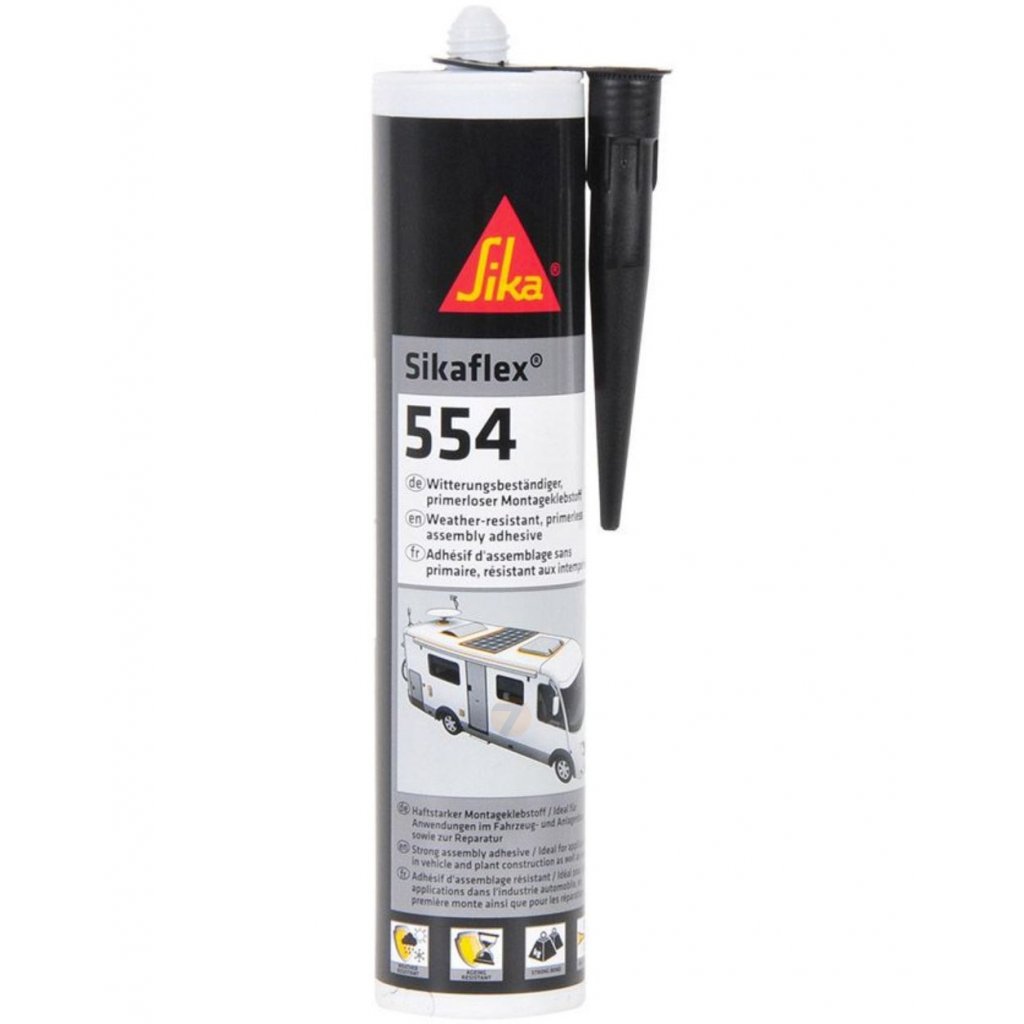SikaFlex 554 Odporny na warunki atmosferyczne klej montażowy bez podkładu, czarny 300 ml