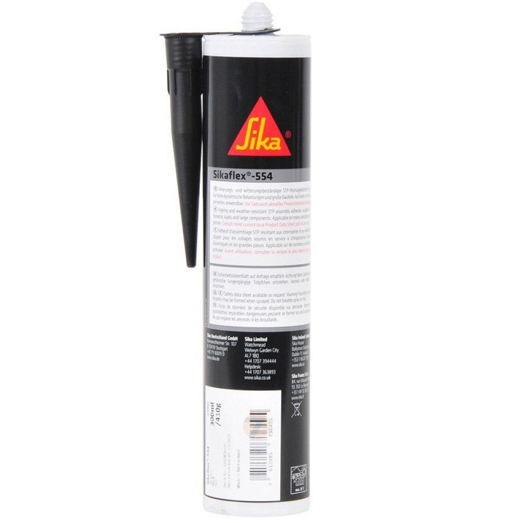 SikaFlex 554 Bezzákladové montážne lepidlo odolné voči poveternostným vplyvom čierne 300 ml