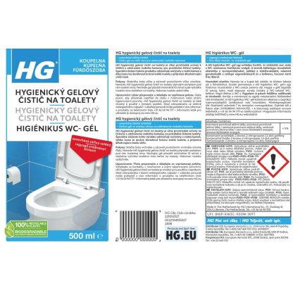 HG Detergente per Vetri di Caminetti 500ml e HG Gel Igienico per la Pulizia del WC 500ml