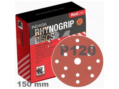 INDASA RHYNOGRIP REDLINE P 120 15-hole, 150 mm sanding discs 50 Pcs