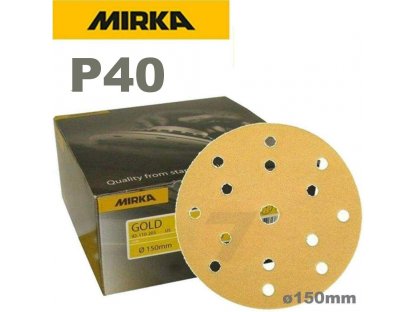 Papel de lija Mirka Gold Ø150mm 15 agujeros velcro P40