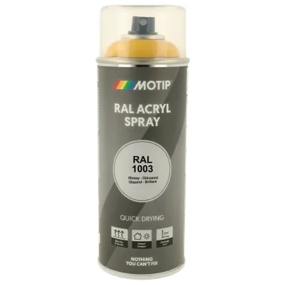 Motip akrylová rychleschnoucí barva RAL 1003 žlutá lesklá ve spreji 400 ml