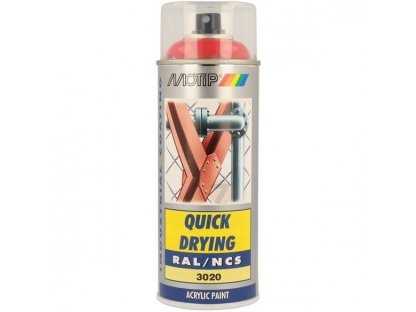 Motip Acrylic quick-drying Paint RAL 3020 Traffic red glossy spray 400ml