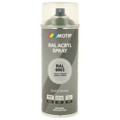 Motip akrylová rychleschnoucí barva RAL 6003 olivová zelená lesklá ve spreji 400 ml