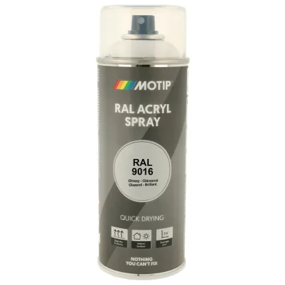 Motip akrylová rychleschnoucí barva RAL 9006 stříbrná  lesklá ve spreji 400 ml