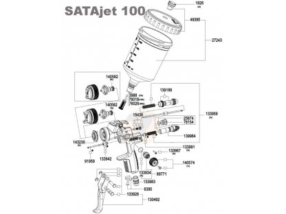 SATA striekacie pištole 100 B F RP 1,6 nádobka QCC