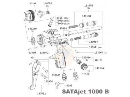 Satajet 1000 B RP ugello 1.8, pistola a spruzzo, contenitore QCC 0.6 L