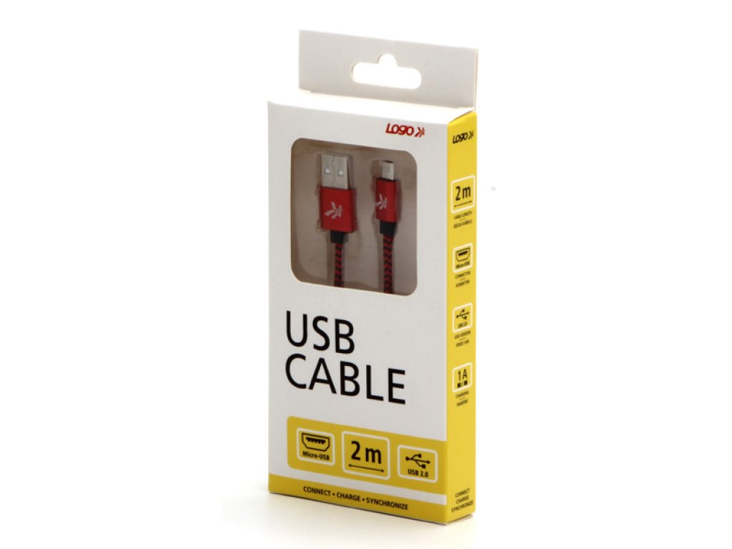 Kabel USB (2.0),1m,červený,micro USB A M- USB