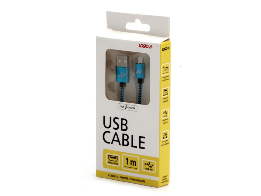 Kabel USB (2.0),1m,modrý,micro USB A M- USB
