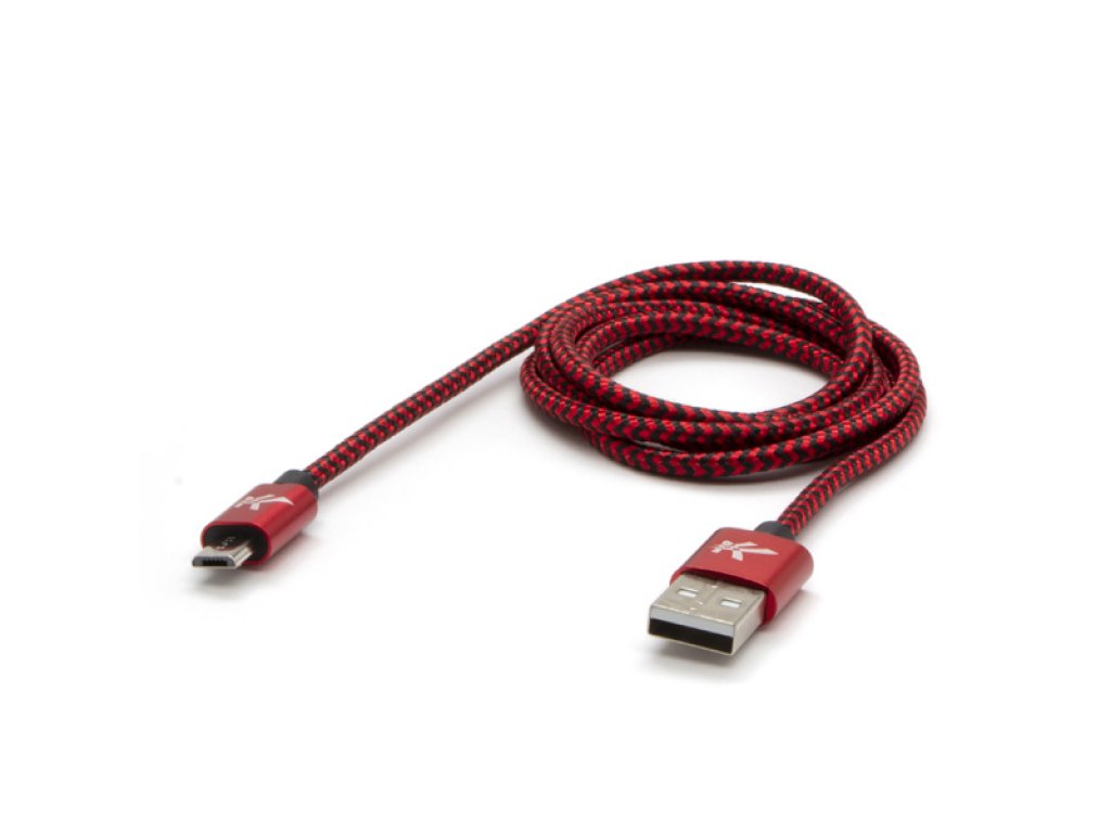 Kabel USB (2.0),2m,červený,micro USB A M- USB