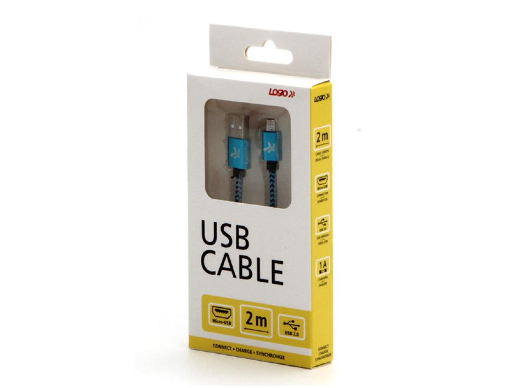Kabel USB (2.0),2m,modrý micro USB A M- USB
