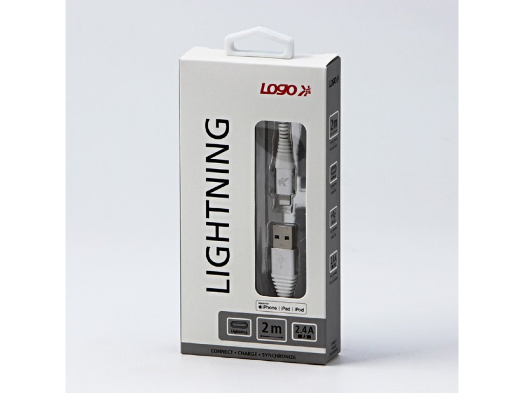 Kabel USB (2.0),C89,2m,bílý,USB A M- Apple Lightning