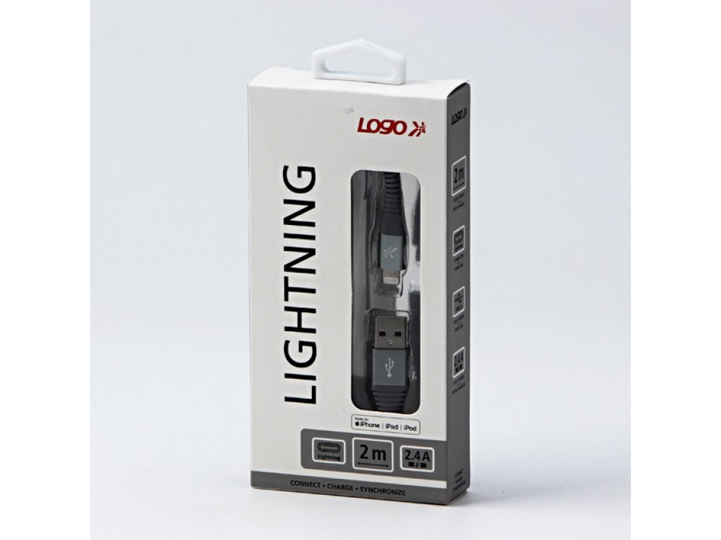 Kabel USB (2.0),C89,2m,stříbrný USB A M- Apple Lightning