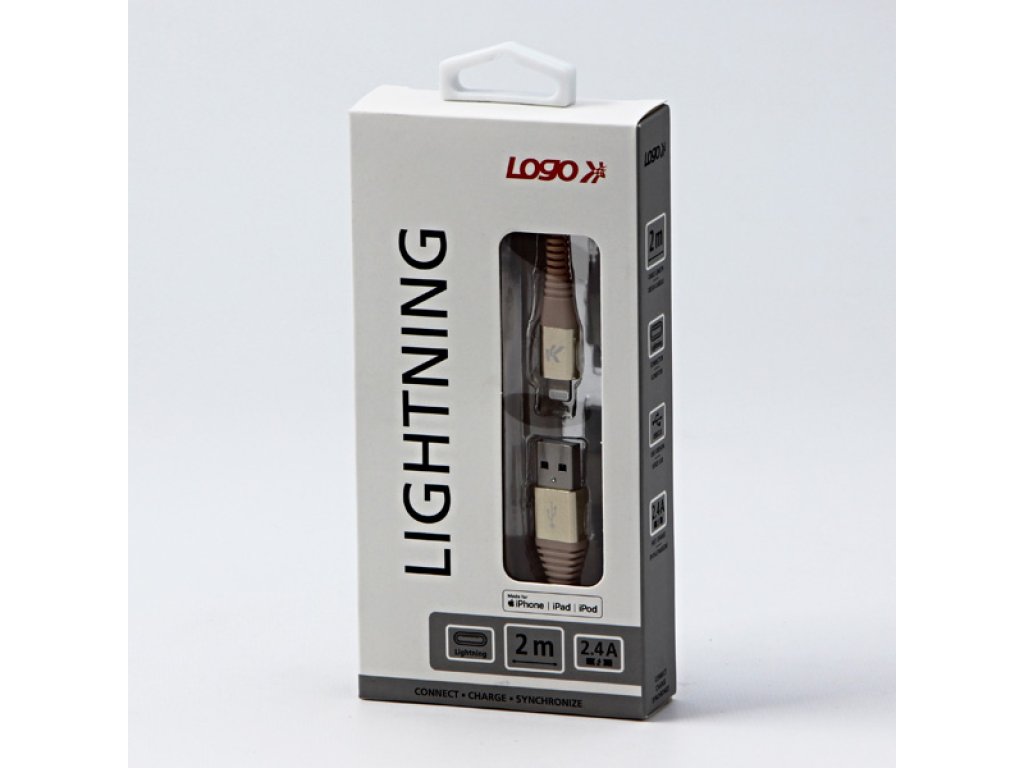 Kabel USB (2.0),C89,2m,zlatý USB A M- Apple Lightning