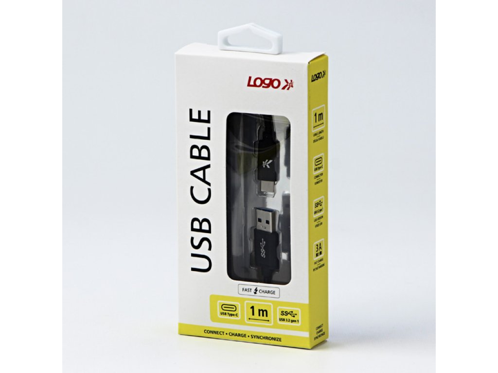 Kabel USB (3.2 gen 1),1m, bílý, USB A M- USB C M,