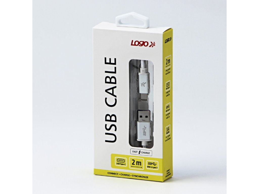 Kabel USB (3.2 gen 1), 2m, bílý, USB A M- USB C M