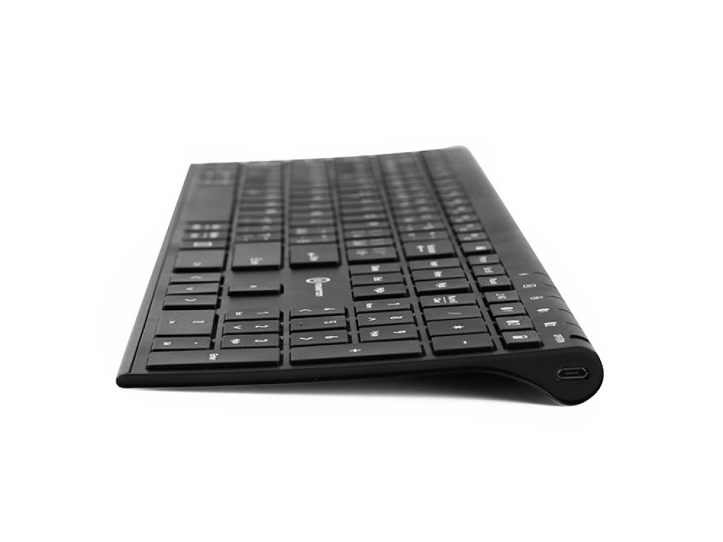 Powerton UltraSlim, klávesnice integrovaná, CZ/SK, Multi-Device typ 2.4 GHz Dongle + Dual Bluetooth, bezdrátová, černá