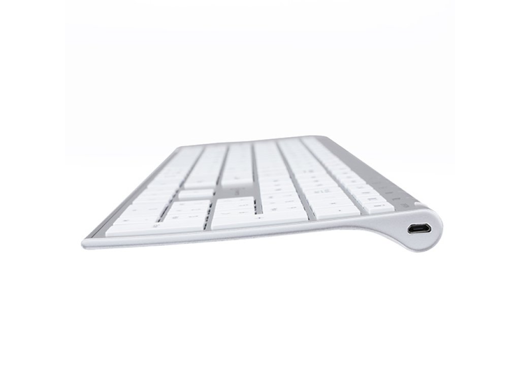 Powerton UltraSlim, stříbrná klávesnice integrovaná, CZ/SK, Multi-Device typ 2.4 GHz Dongle + Dual Bluetooth, bezdrátová,