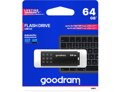 Goodram USB flash disk, USB 3.0, 64GB, UME3, black
